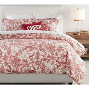 Pottery Barn Red Alpine Toile King Duvet